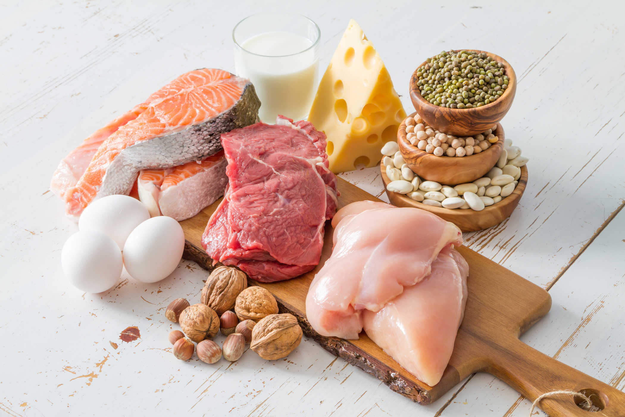 Deliziosi ingredienti alimentari ad alto contenuto proteico